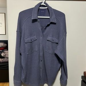 Aerie waffle knit buttons down top